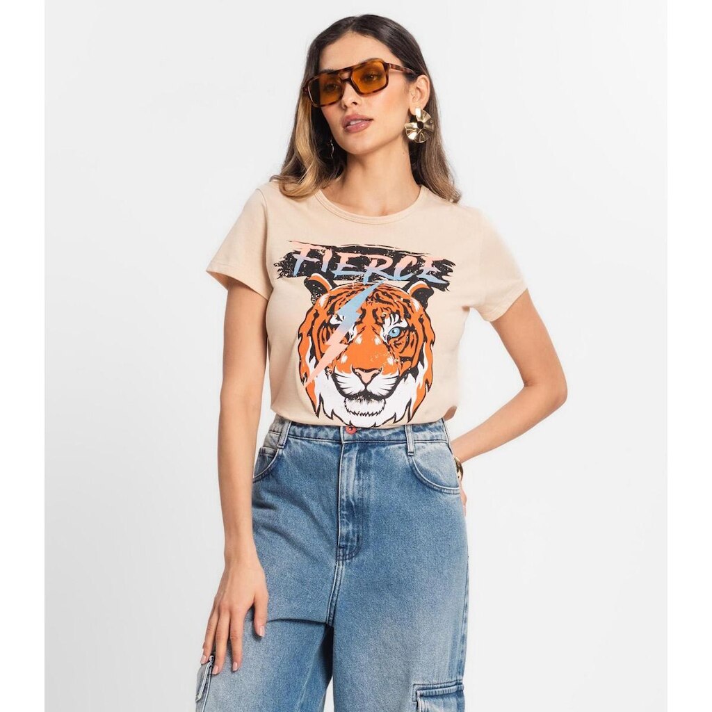 Blusa T-Shirt Feminina Estampada Select Bege