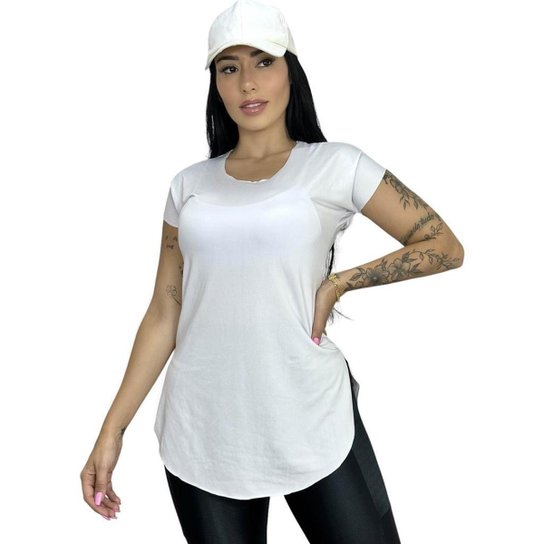 blusa tapa bumbum fitness academia - Branco Menor preço em blusa tapa bumbum fitness academia - Branco