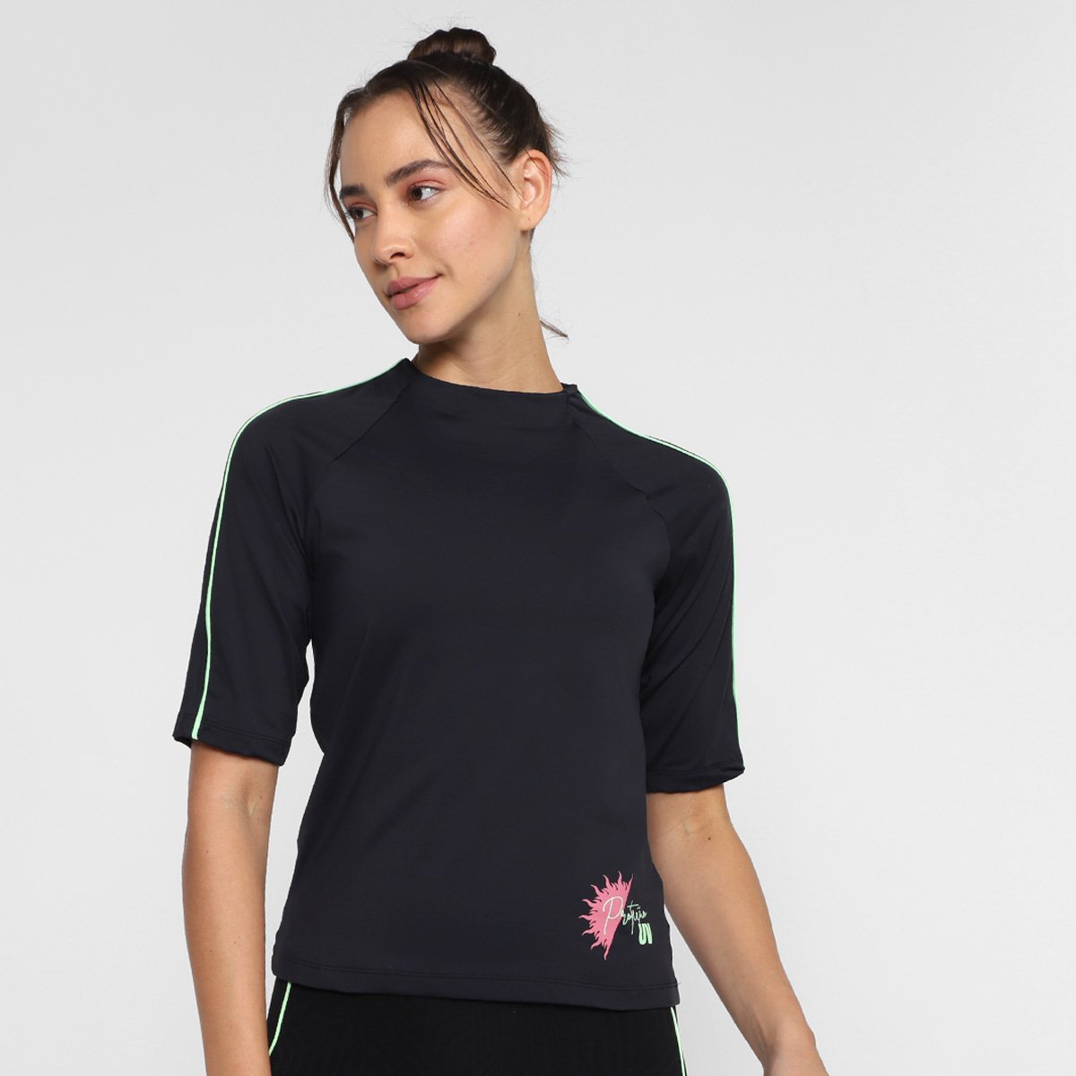 Blusa T rmica Estilo Do Corpo Beach Feminina Preto Netshoes