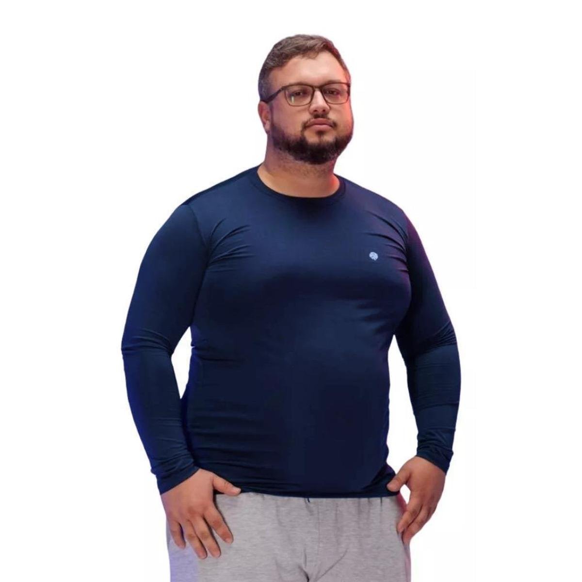 Blusa Térmica Masculina Plus Size Uv50+ Segunda Pele Proteção Solar