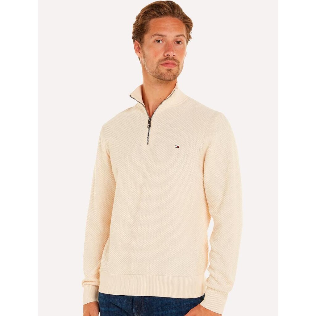 Blusa Tommy Hilfiger Masculina Oval Structure Zip Mock Areia