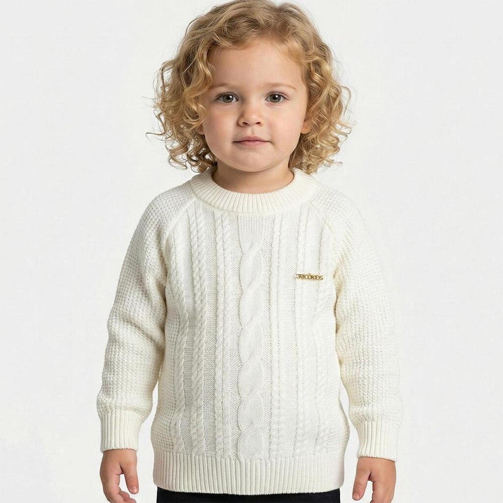 Blusa Trançada Tricô Kids Raglan