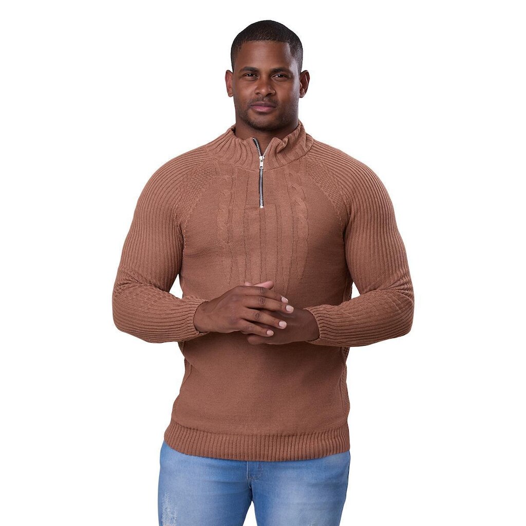 Blusa Tricô Masculina Meio Zíper Suéter Casual 7139
