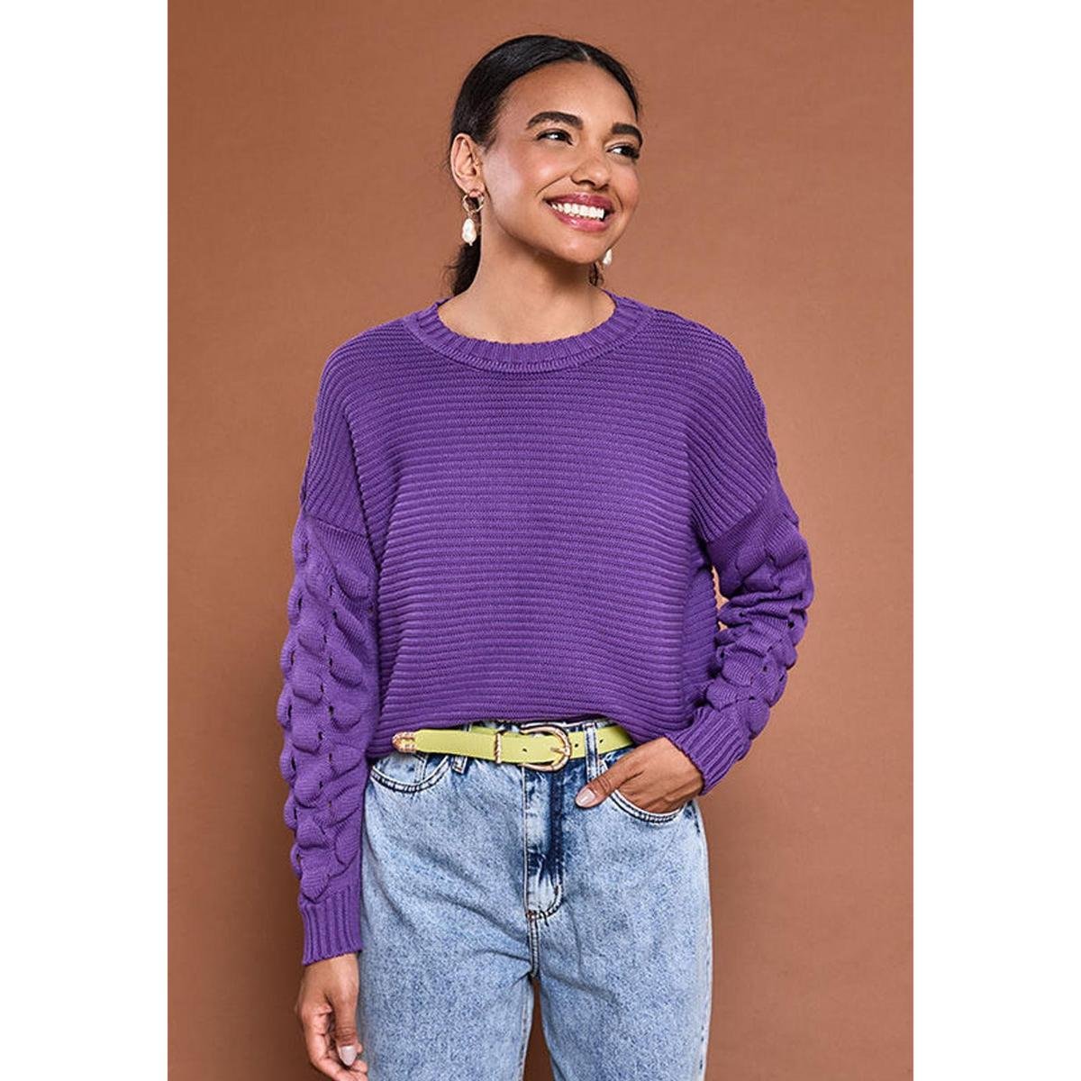 blusa de tricot roxa