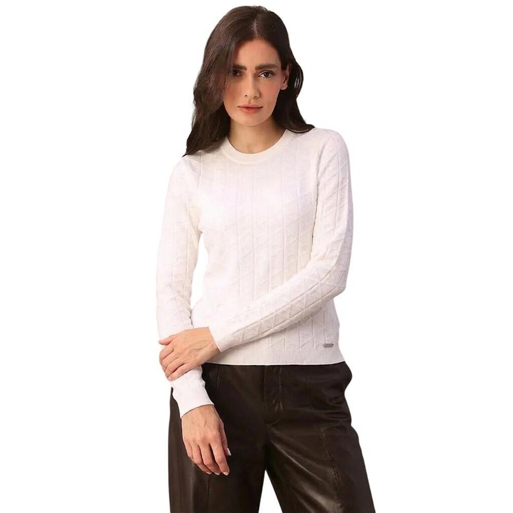Blusa Tricot Calvin Klein Com Logo Off White Feminino