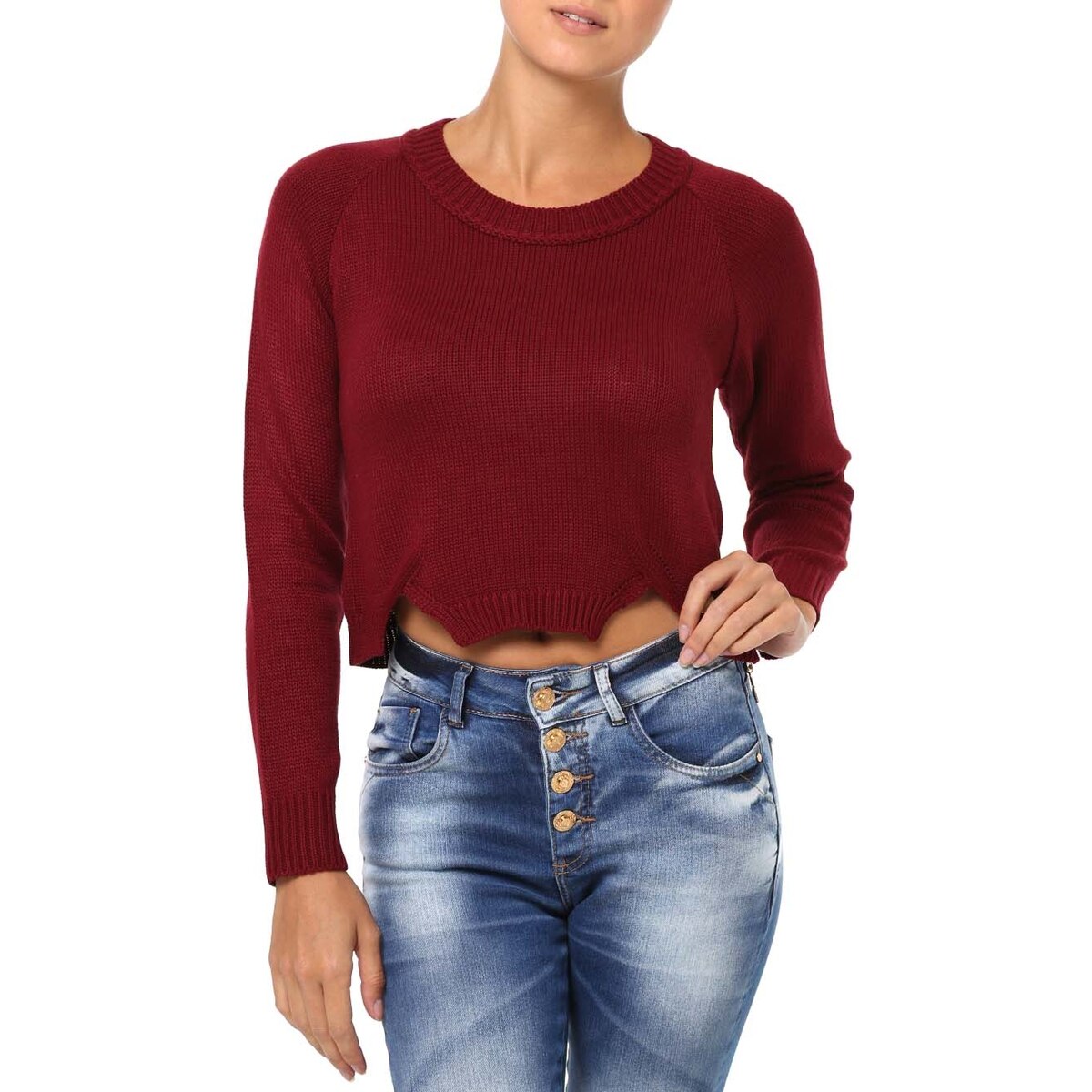 blusa tricot bordo