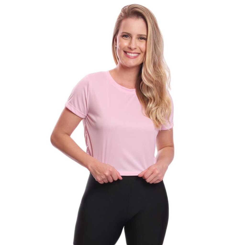 Blusa Via Basic Cropped Dry Academia Feminina