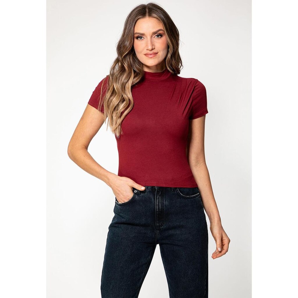 Blusa Viscose Gola Alta Vinho
