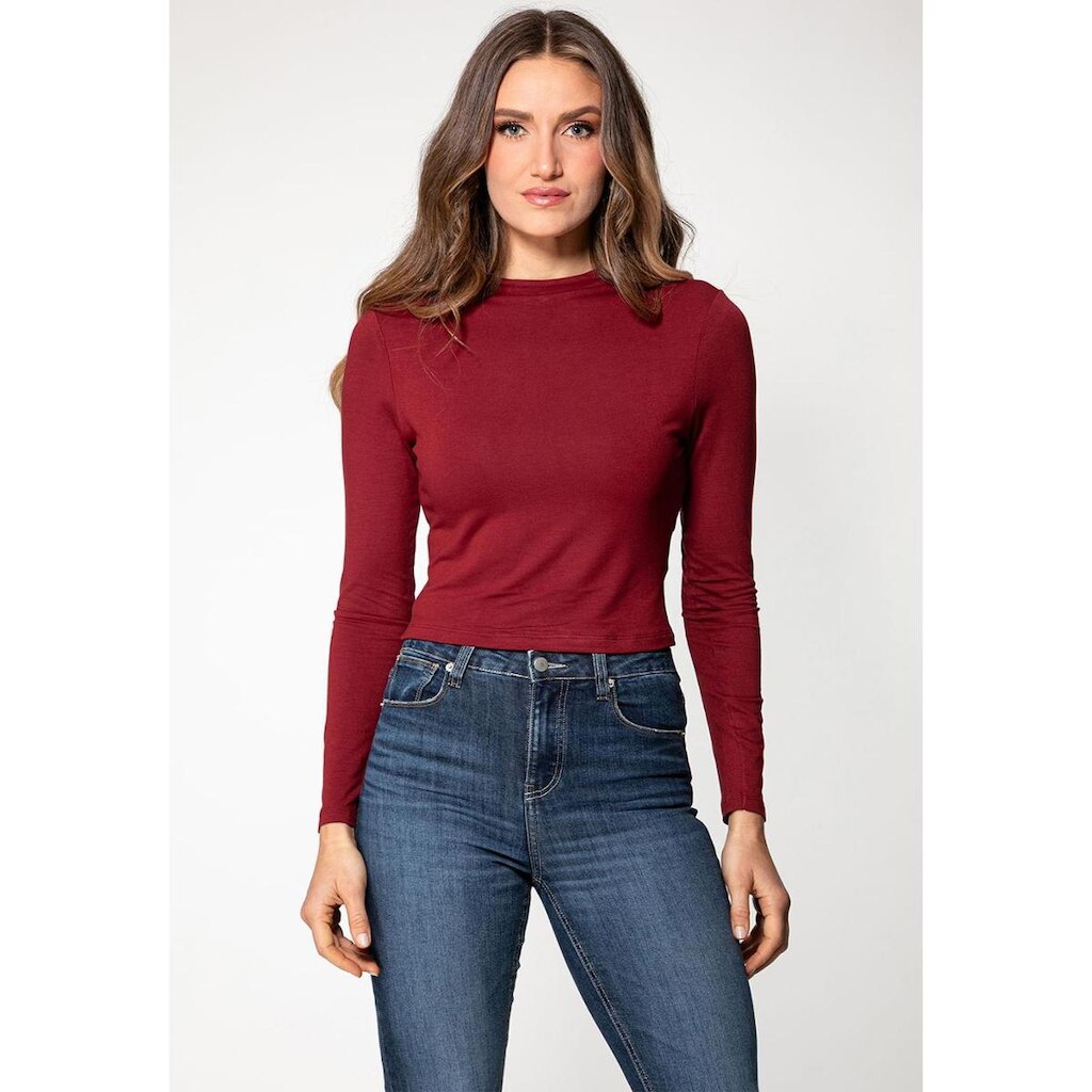 Blusa Viscose Manga Longa Gola Vinho