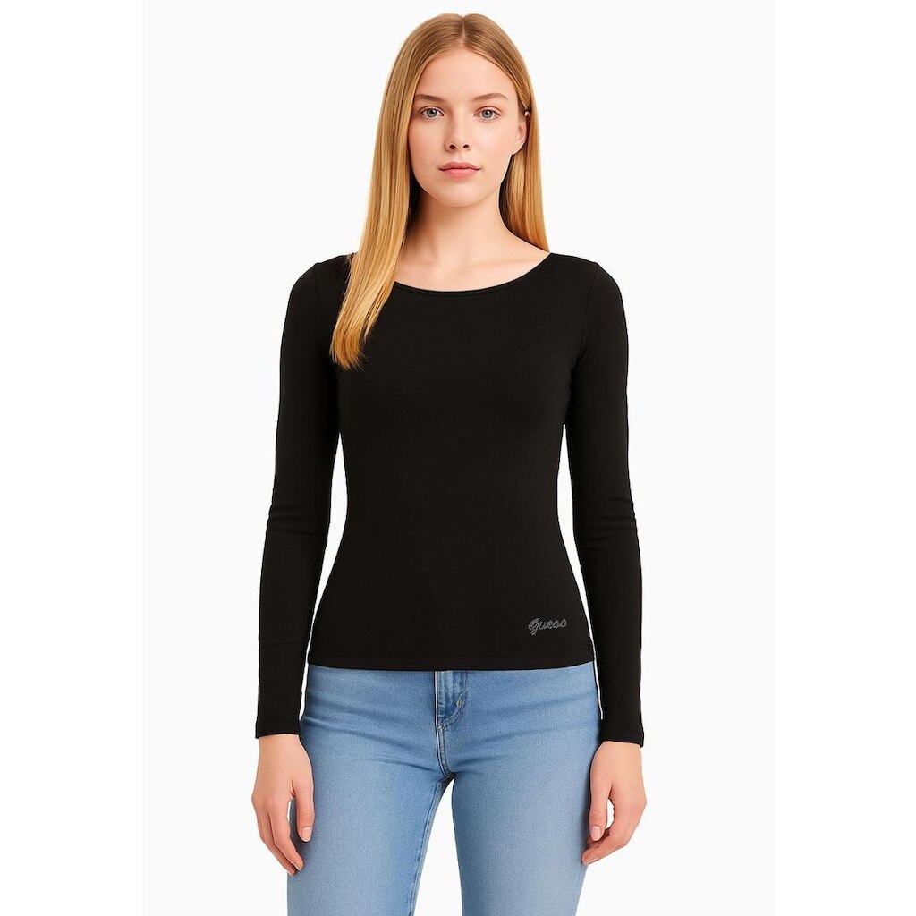 Blusa Viscose Manga Longa Hotfix Preto