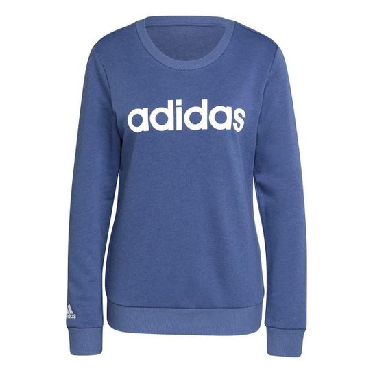 Blusão Adidas Logo Linear Azul Feminino - Azul Menor preço em Blusão Adidas Logo Linear Azul Feminino - Azul