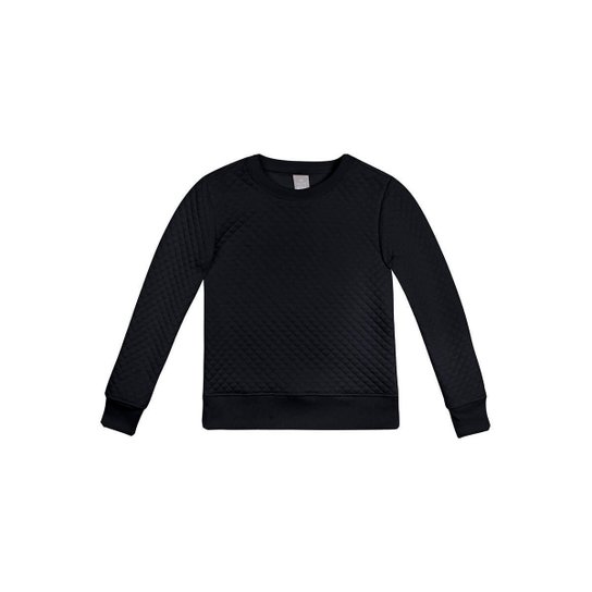 Blusão Básico Infantil Feminina Matelassê Hering Kids - Preto