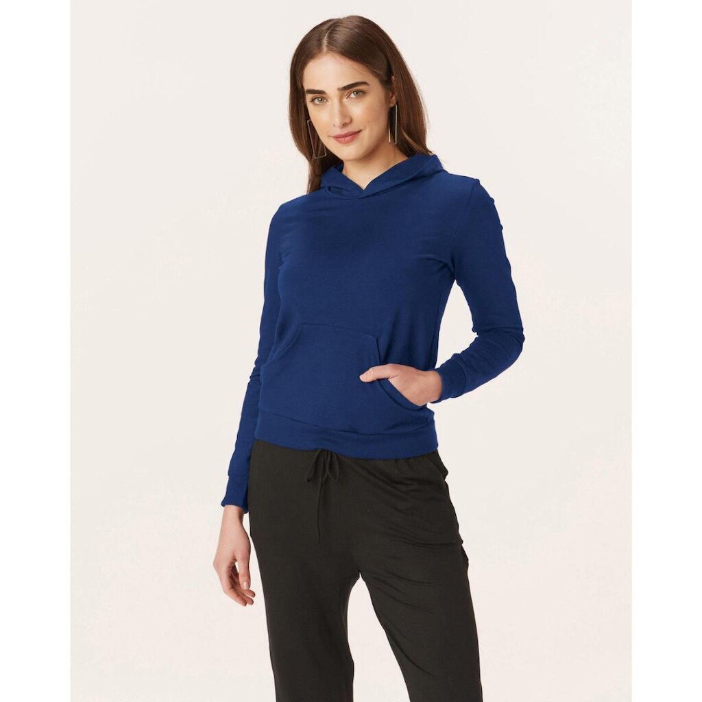 Blusão Com Capuz Moletom Stretch Flanelado Malwee Azul Escuro - P