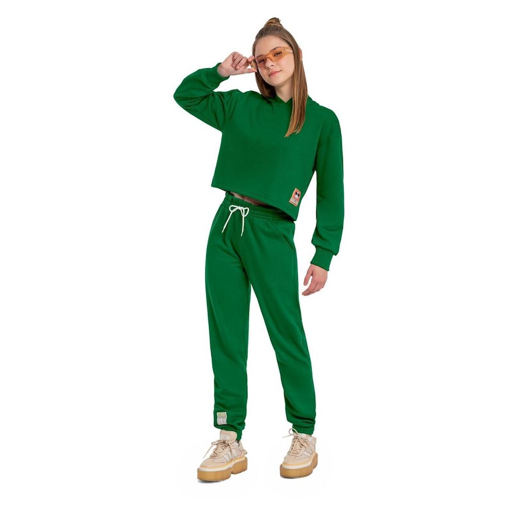 Blusão Cropped com Capuz Juvenil para Menina Gloss