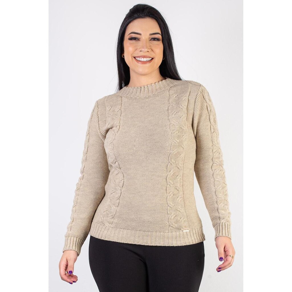 Blusão de malha feminino com tranças 60008 - G - Verde