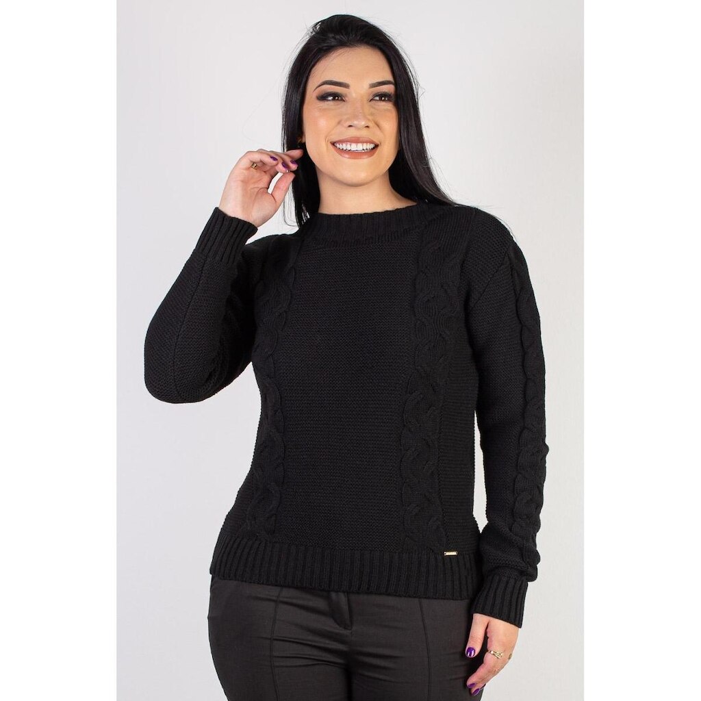 Blusão de malha feminino com tranças 60008 - G - Verde