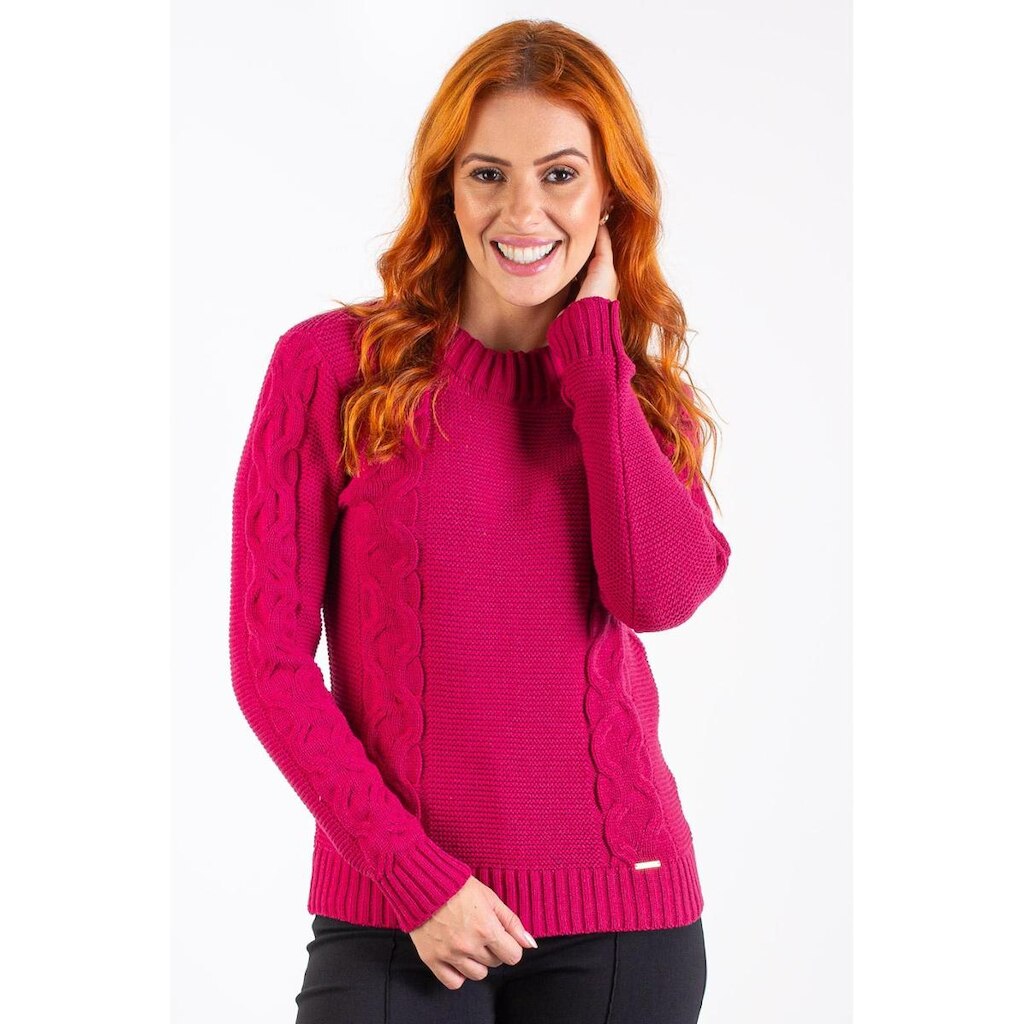 Blusão de malha feminino com tranças 60008 - G - Verde