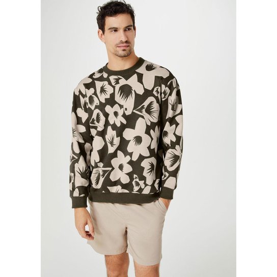 Blusão Em Moletom Masculino Estampado - Verde Menor preço em Blusão Em Moletom Masculino Estampado - Verde
