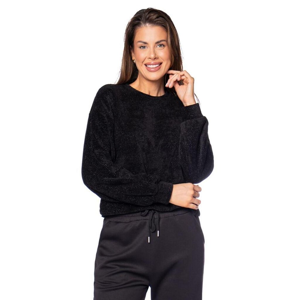 Blusão Feminino Endless Tricot Lurex Preto