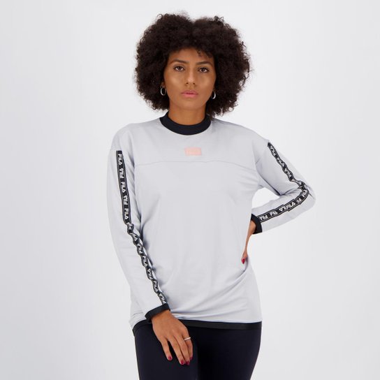 Blusão Fila Tape Sports FF Feminino - Cinza+Preto Menor preço em Blusão Fila Tape Sports FF Feminino - Cinza+Preto