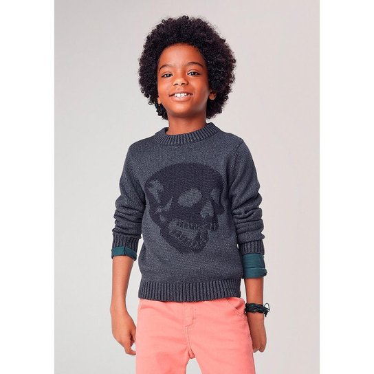 Blusão Infantil Hering Tricô Jacquard Masculino - Preto