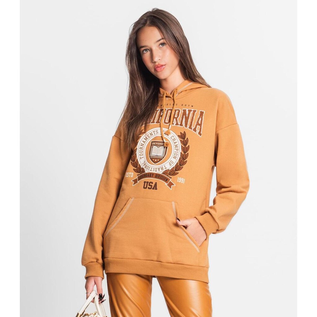Blusão Juvenil Feminino Com Capuz Minty Marrom