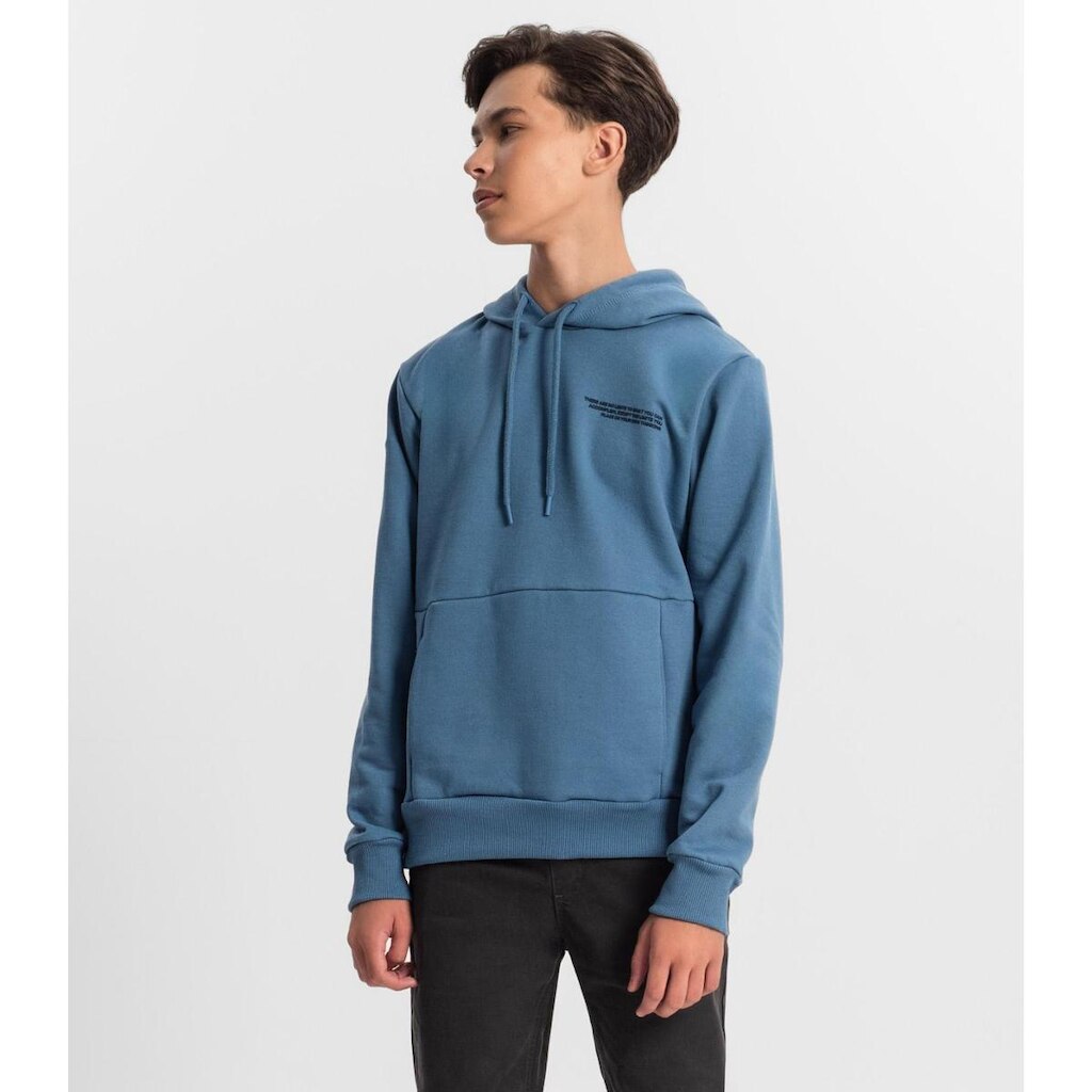 Blusão Juvenil Masculino Com Capuz Minty Azul