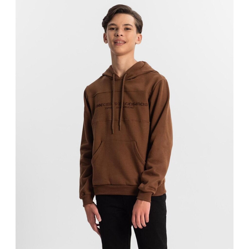 Blusão Juvenil Masculino Com Capuz Minty Marrom