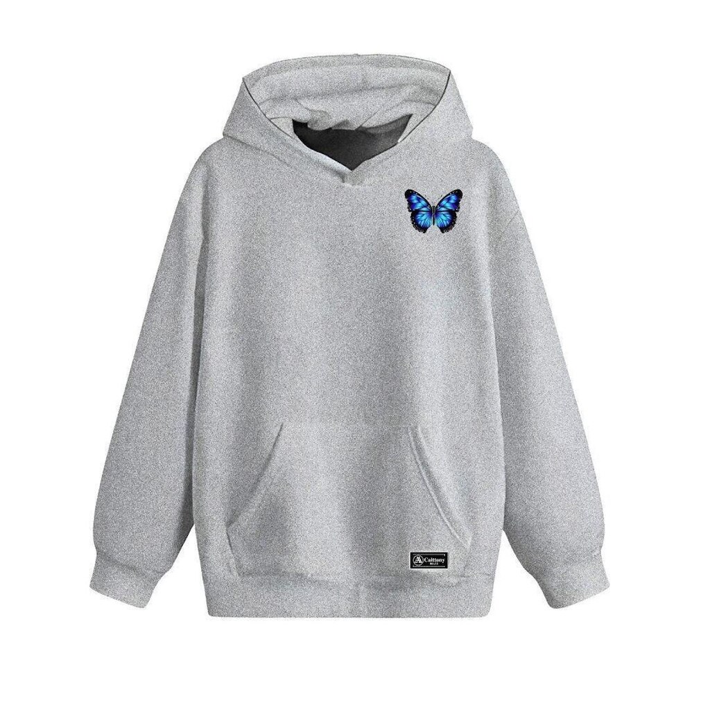 Blusão Moletom Canguru Borboleta Infantil Personalizado com Capuz e Bols