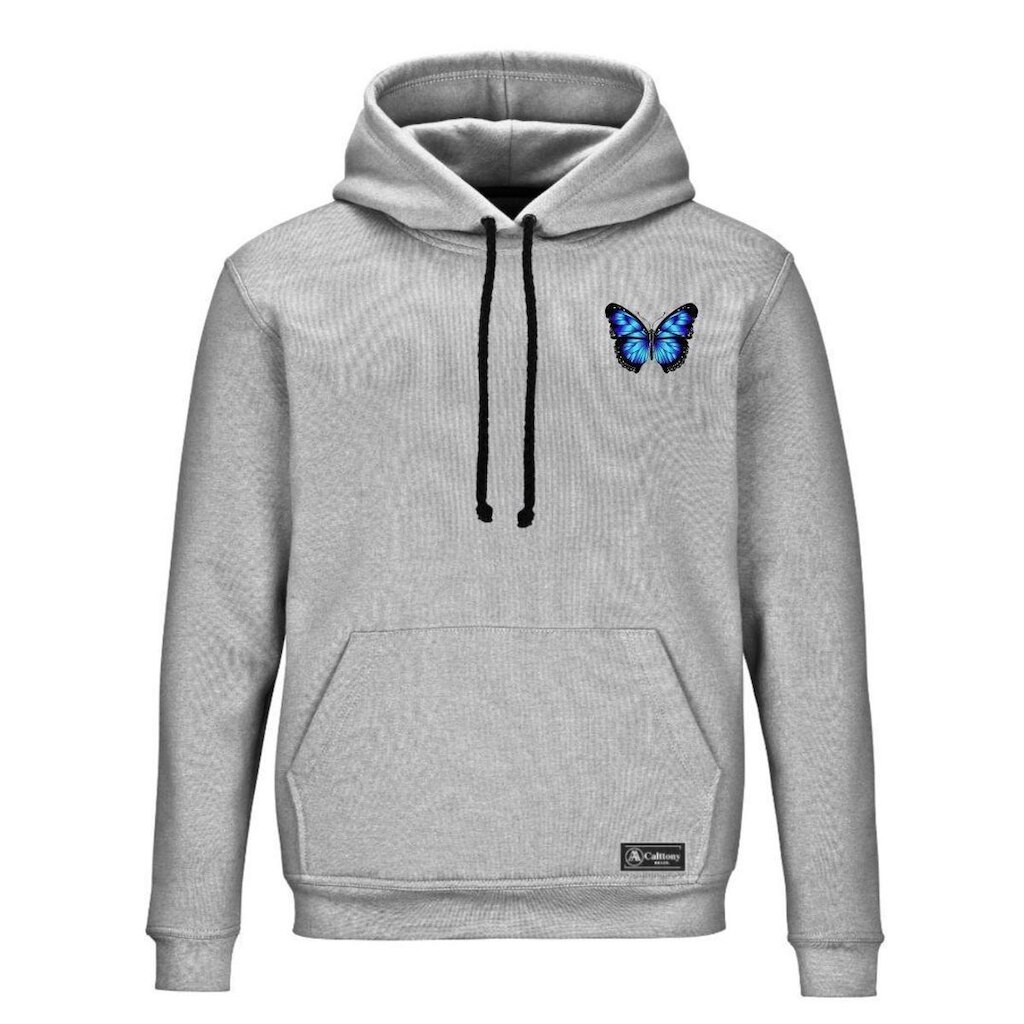 Blusão Moletom Canguru Borboleta Masculino e Feminino Personalizado com Capuz e Bolso