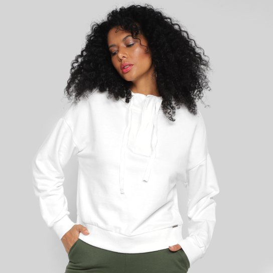 Blusão Moletom Dzarm Com Capuz Feminina - Bege Menor preço em Blusão Moletom Dzarm Com Capuz Feminina - Bege