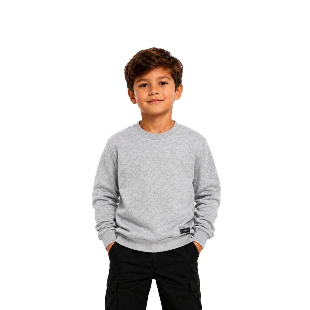 Blusão Moletom Infantil Liso Básico Gola Redonda Sem Capuz
