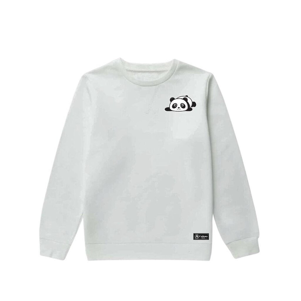 Blusão Moletom Infantil Panda Personalizado sem Capuz gola Redonda