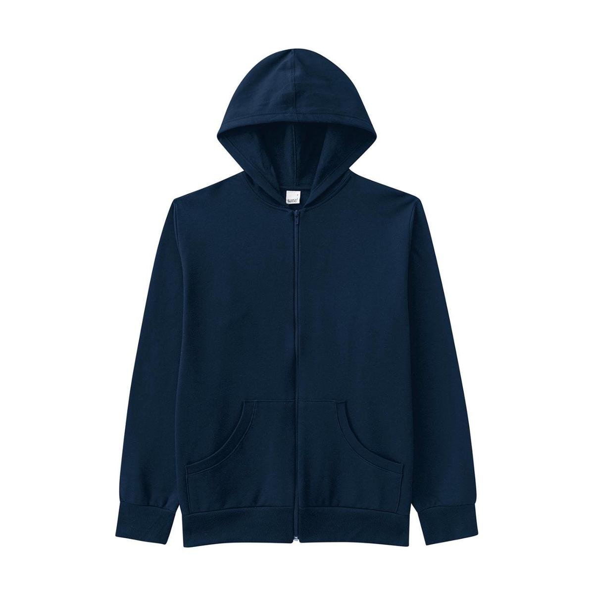 navy zip through school moletom com capuz