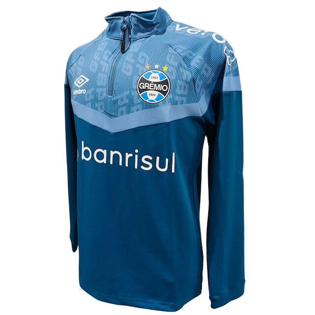 Blusão Moletom Umbro Grêmio Comissão 2023 Azul Profissionais