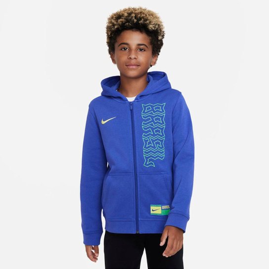 Blusão Nike Brasil Club Fleece Infantil - Azul Menor preço em Blusão Nike Brasil Club Fleece Infantil - Azul