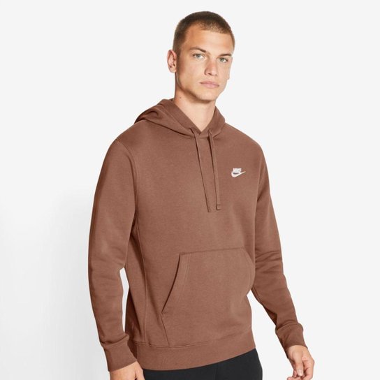 Blusão Nike Sportswear Club Fleece Masculino - Marrom Menor preço em Blusão Nike Sportswear Club Fleece Masculino - Marrom