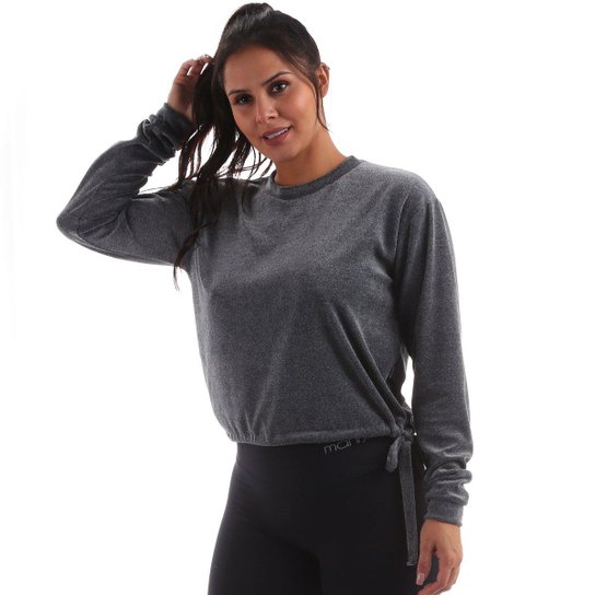Blusão Plush Manly Feminina - Mescla Escuro