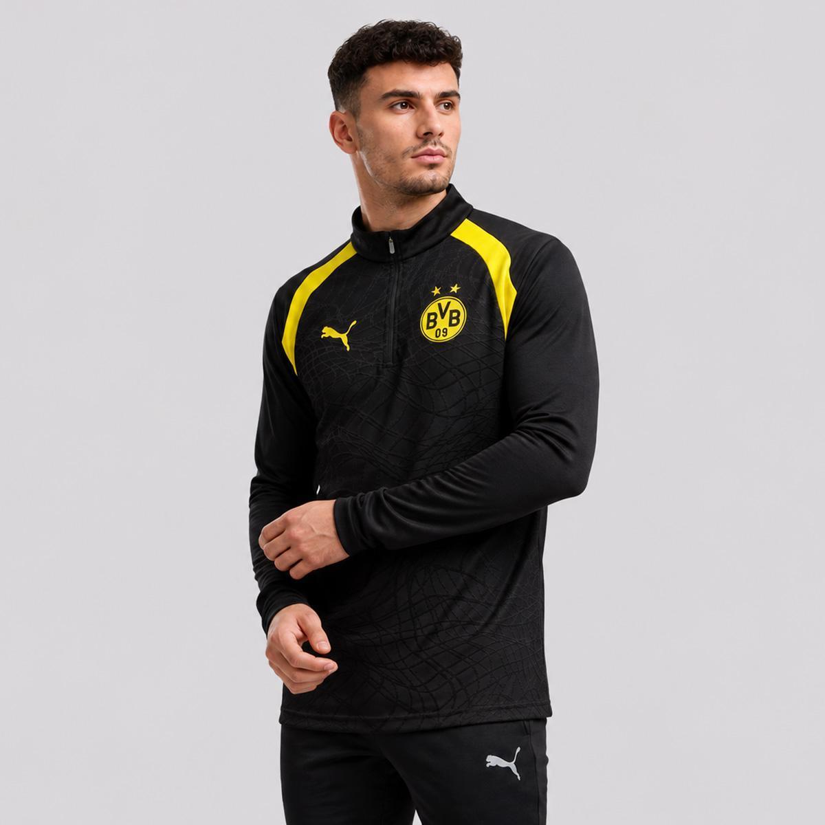 Blusão Puma Borussia Dortmund Treino Preto e Amarelo - Preto