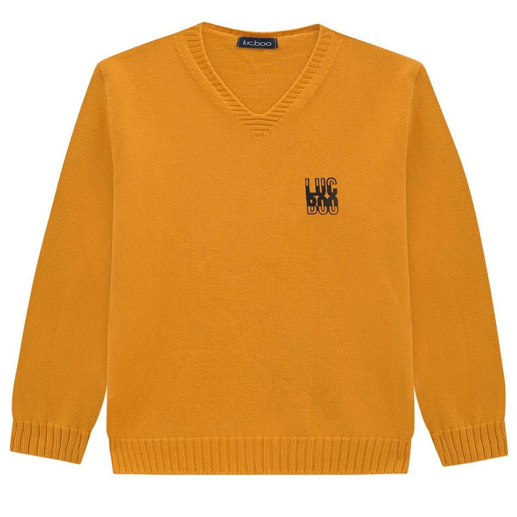 Blusão Suéter Infantil Menino Tricô Amarelo Mostarda Luc.boo