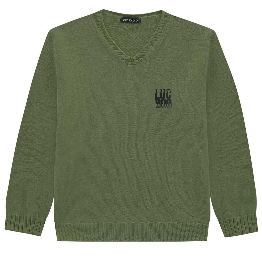 Blusão Suéter Infantil Menino Tricô Verde  Luc.boo