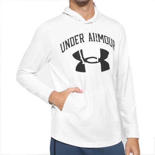Blusão Under Armour Moletom Rival Terry - Branco+Preto Menor preço em Blusão Under Armour Moletom Rival Terry - Branco+Preto