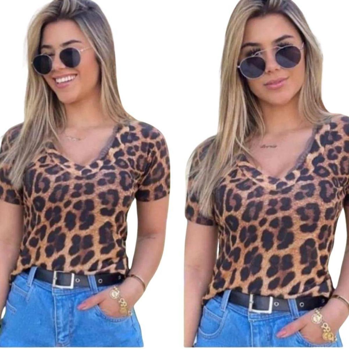 Blusas Femininas Baratas Roupa Feminina Tshirt Onça Fashion - Onça |  Netshoes
