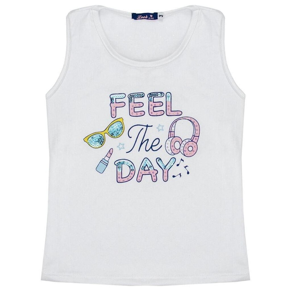 Blusinha Infantil Look Jeans Malha Branca - BRANCO - 01