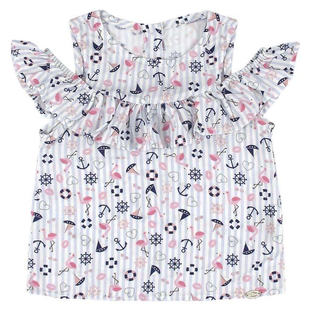 Blusinha Infantil Look Jeans Viscose Estampada - 01 - UNICA