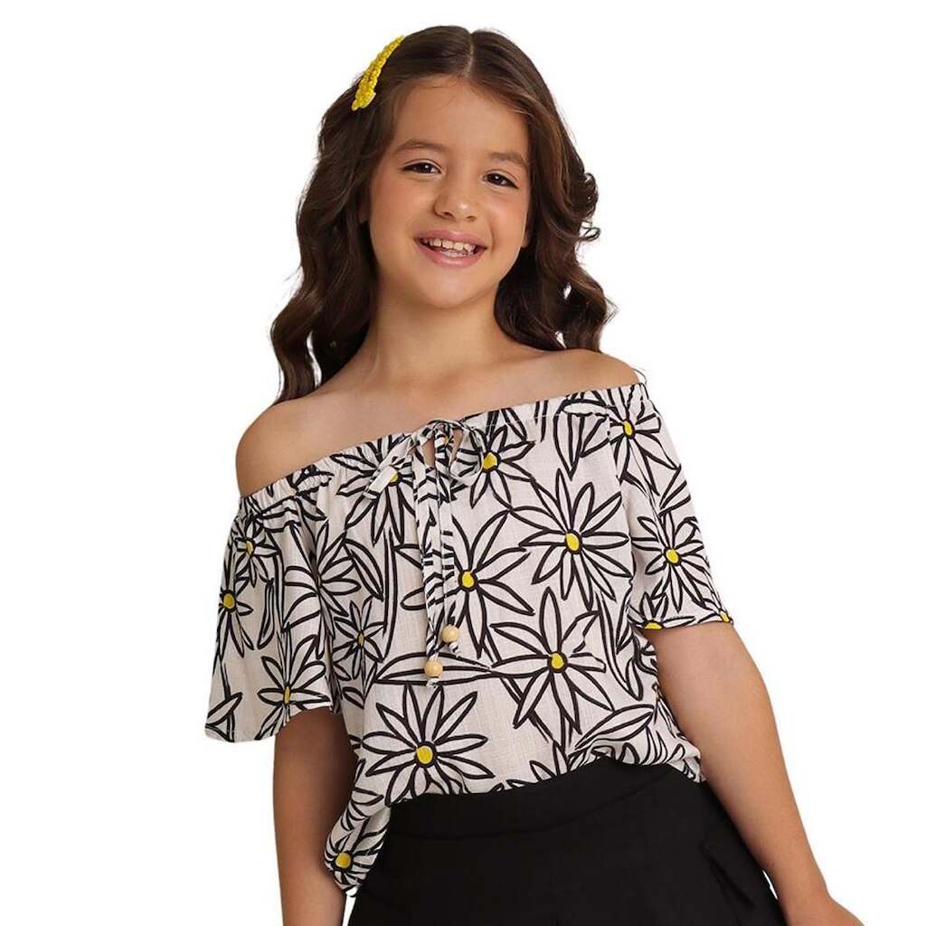 Blusinha Juvenil Look Jeans Estampada - 4 - UNICA