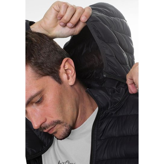 Bobojaco Puffer MangaLarga Marchador Capuz Removível Masculino