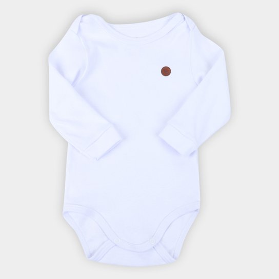 Body Bebê Kamylus Básico Suedine Manga Longa Masculino - Branco Menor preço em Body Bebê Kamylus Básico Suedine Manga Longa Masculino - Branco