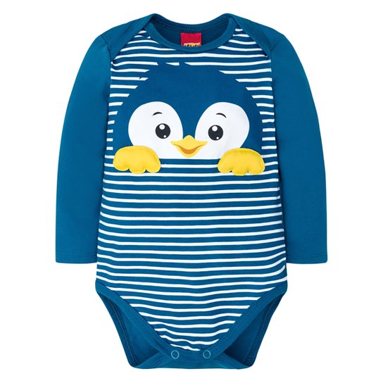 Body Bebê Kyly Cotton Manga Longa - Azul Escuro Menor preço em Body Bebê Kyly Cotton Manga Longa - Azul Escuro