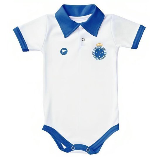 Body Bori Bebê Infantil Cruzeiro Camisa Polo Oficial Licenciado Torcida Baby